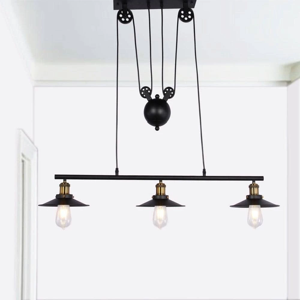 Darleen 9 in. 3-Light Indoor Black Chandelier with Light Kit by Warehouse of Tiffany 4 Darleen 9 in. 3-Light Indoor Black Chandelier with Light Kit by Warehouse of Tiffany - Image 2