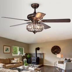 Chrysaor 52.4 in. Indoor Black Finsh Remote Controlled Ceiling Fan with Light Kit by Warehouse of Tiffany -Warehouse of Tiffany Shop black warehouse of tiffany flush mount lights cfl 8306remo bl 31 1000