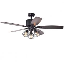 Cornelius 52 in. Indoor Black Finsh Remote Controlled Ceiling Fan with Light Kit by Warehouse of Tiffany