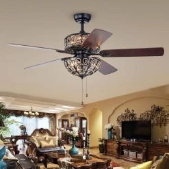 Tisaphon 52 in. Indoor Black Finsh Hand Pull Chain Ceiling Fan with Light Kit by Warehouse of Tiffany 7 Tisaphon 52 in. Indoor Black Finsh Hand Pull Chain Ceiling Fan with Light Kit by Warehouse of Tiffany -Warehouse of Tiffany Shop black warehouse of tiffany flush mount lights cfl 8423mb 31 1000