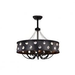 Avan 31 in. Indoor Black Finsh Remote Controlled Fandelier with Light Kit by Warehouse of Tiffany