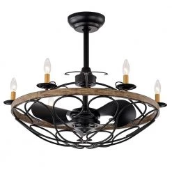 Ivana 30.1 in. Indoor Black Finsh Remote Controlled Fandelier with Light Kit by Warehouse of Tiffany