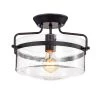Merwin 12.6 in. 1-Light Black Indoor Semi-Flush Mount Chandelier by Warehouse of Tiffany