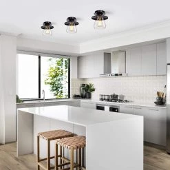 Tunney 7.9 in. 1-Light Black Indoor Semi-Flush Mount Light with Light Kit by Warehouse of Tiffany 11 Tunney 7.9 in. 1-Light Black Indoor Semi-Flush Mount Light with Light Kit by Warehouse of Tiffany -Warehouse of Tiffany Shop black warehouse of tiffany flush mount lights cm240 1mb 31 1000