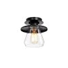 Tunney 7.9 in. 1-Light Black Indoor Semi-Flush Mount Light with Light Kit by Warehouse of Tiffany -Warehouse of Tiffany Shop black warehouse of tiffany flush mount lights cm240 1mb 64 1000