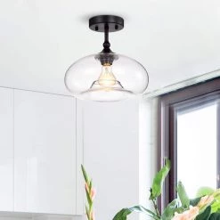 Masix 11 in. 1-Light Black Indoor Semi-Flush Mount Chandelier by Warehouse of Tiffany -Warehouse of Tiffany Shop black warehouse of tiffany flush mount lights hm005 1 31 1000