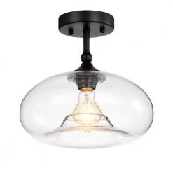 Masix 11 in. 1-Light Black Indoor Semi-Flush Mount Chandelier by Warehouse of Tiffany