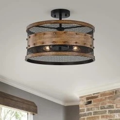 Holland 17 in. 4-Light Indoor Black Semi-Flush Mount Ceiling Light with Light Kit by Warehouse of Tiffany -Warehouse of Tiffany Shop black warehouse of tiffany flush mount lights hm180 4 4f 1000