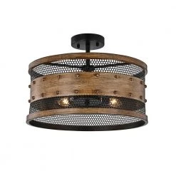 Holland 17 in. 4-Light Indoor Black Semi-Flush Mount Ceiling Light with Light Kit by Warehouse of Tiffany