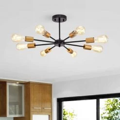 Bianna 27 in. 8-Light Indoor Black Semi-Flush Mount Ceiling Light with Light Kit by Warehouse of Tiffany -Warehouse of Tiffany Shop black warehouse of tiffany flush mount lights hm218 8bg 31 1000