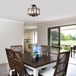 Teeger 13 in. 4-Light Black Indoor Semi-Flush Mount with Light Kit by Warehouse of Tiffany -Warehouse of Tiffany Shop black warehouse of tiffany flush mount lights mx03 4 31 1000