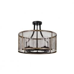 Adrian 15 in. 4-Light Black Indoor Semi-Flush Mount with Light Kit by Warehouse of Tiffany