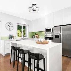 Ambrose 11 in. 3-Light Black Indoor Semi-Flush Mount with Light Kit by Warehouse of Tiffany -Warehouse of Tiffany Shop black warehouse of tiffany flush mount lights mx25 3 31 1000