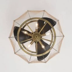 Xhosa 25 in. 5-Light Indoor Brass Finish Ceiling Fan with Light Kit by Warehouse of Tiffany -Warehouse of Tiffany Shop brass warehouse of tiffany ceiling fans with lights dy15y15wg 1d 1000