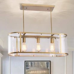 Nefer 3-Light Brushed Brass Chandelier by Warehouse of Tiffany -Warehouse of Tiffany Shop brass warehouse of tiffany chandeliers d22033 c3 1000
