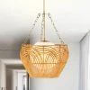 Caddie 15 Inch Opaque Glass Shade Rattan Woven Pendant 1-Light by Warehouse of Tiffany -Warehouse of Tiffany Shop brass warehouse of tiffany chandeliers md55 1a 64 1000