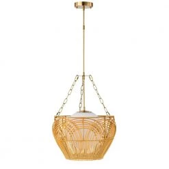 Caddie 15 Inch Opaque Glass Shade Rattan Woven Pendant 1-Light by Warehouse of Tiffany -Warehouse of Tiffany Shop brass warehouse of tiffany chandeliers md55 1a c3 1000