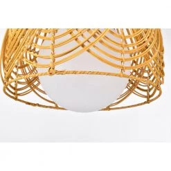 Lotta 13 in. 1-Light Indoor Brass and Woven Rattan Finish Pendant with Light Kit by Warehouse of Tiffany -Warehouse of Tiffany Shop brass warehouse of tiffany chandeliers md55 1b 1d 1000