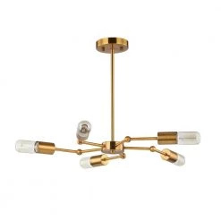 Yuyor 28.5 in. 5-Light Indoor Brass Chandelier with Light Kit by Warehouse of Tiffany