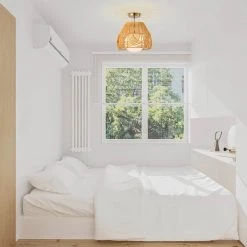 Lada 13 in. Natural Rattan Semi Flush Mount 1-Light by Warehouse of Tiffany -Warehouse of Tiffany Shop brass warehouse of tiffany flush mount lights mx55 1 31 1000