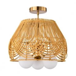 Lucilla 15 in. Natural Rattan Semi Flush Mount 3-Light by Warehouse of Tiffany -Warehouse of Tiffany Shop brass warehouse of tiffany flush mount lights mx55 3 4f 1000