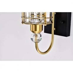 Aitana 5 in. 1-Light Indoor Brass Finish Wall Sconce with Light Kit by Warehouse of Tiffany 17 Aitana 5 in. 1-Light Indoor Brass Finish Wall Sconce with Light Kit by Warehouse of Tiffany -Warehouse of Tiffany Shop brass warehouse of tiffany vanity lighting 3001 1w 1f 1000