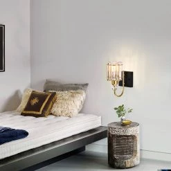 Aitana 5 in. 1-Light Indoor Brass Finish Wall Sconce with Light Kit by Warehouse of Tiffany 21 Aitana 5 in. 1-Light Indoor Brass Finish Wall Sconce with Light Kit by Warehouse of Tiffany -Warehouse of Tiffany Shop brass warehouse of tiffany vanity lighting 3001 1w 31 1000