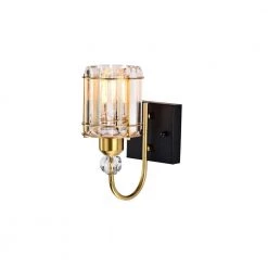 Aitana 5 in. 1-Light Indoor Brass Finish Wall Sconce with Light Kit by Warehouse of Tiffany 20 Aitana 5 in. 1-Light Indoor Brass Finish Wall Sconce with Light Kit by Warehouse of Tiffany -Warehouse of Tiffany Shop brass warehouse of tiffany vanity lighting 3001 1w 76 1000