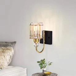 Aitana 5 in. 1-Light Indoor Brass Finish Wall Sconce with Light Kit by Warehouse of Tiffany 15 Aitana 5 in. 1-Light Indoor Brass Finish Wall Sconce with Light Kit by Warehouse of Tiffany -Warehouse of Tiffany Shop brass warehouse of tiffany vanity lighting 3001 1w c3 1000