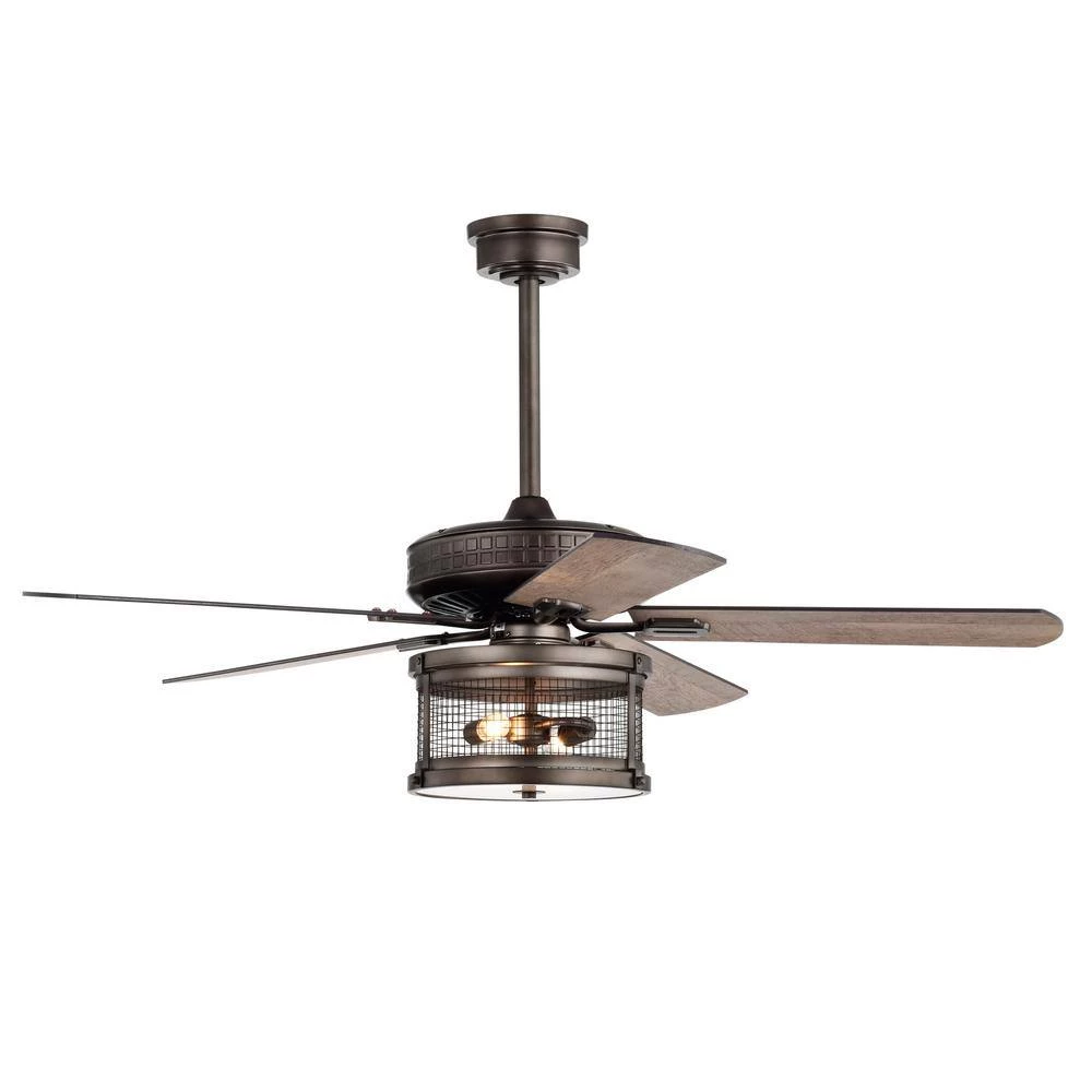 Cadence 52 in. Oil Rubbed Bronze 2-Light, 5 Blades Lighted Ceiling Fan with Remort by Warehouse of Tiffany 9 Cadence 52 in. Oil Rubbed Bronze 2-Light, 5 Blades Lighted Ceiling Fan with Remort by Warehouse of Tiffany - Image 7