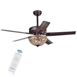 Catalina 48 in. Bronze Indoor Remote Controlled Ceiling Fan with Light Kit by Warehouse of Tiffany