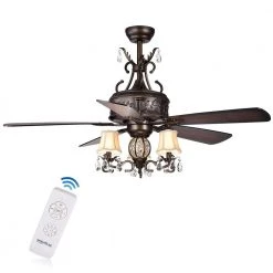 Firtha 52 in. Bronze Indoor Remote Controlled Ceiling Fan with Light Kit by Warehouse of Tiffany