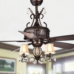 Firtha 52 in. Bronze Indoor Remote Controlled Ceiling Fan with Light Kit by Warehouse of Tiffany -Warehouse of Tiffany Shop bronze warehouse of tiffany ceiling fans with lights cfl 8211remo ab c3 1000