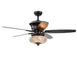 Vasilisa 15 in. 1-Light Indoor Bronze Remote Controlled Ceiling Fan with Light Kit by Warehouse of Tiffany