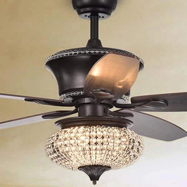 Vasilisa 15 in. 1-Light Indoor Bronze Remote Controlled Ceiling Fan with Light Kit by Warehouse of Tiffany 5 Vasilisa 15 in. 1-Light Indoor Bronze Remote Controlled Ceiling Fan with Light Kit by Warehouse of Tiffany - Image 3