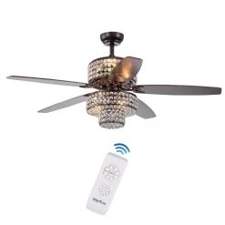 Tierna 52 in. Bronze Indoor Remote Controlled Ceiling Fan with Light Kit by Warehouse of Tiffany