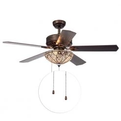 Gliska 52 in. Bronze Indoor Hand Pull Chain Ceiling Fan with Light Kit by Warehouse of Tiffany