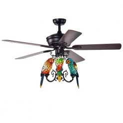 Korubo 52 in. Bronze Indoor Remote Controlled Ceiling Fan with Light Kit by Warehouse of Tiffany