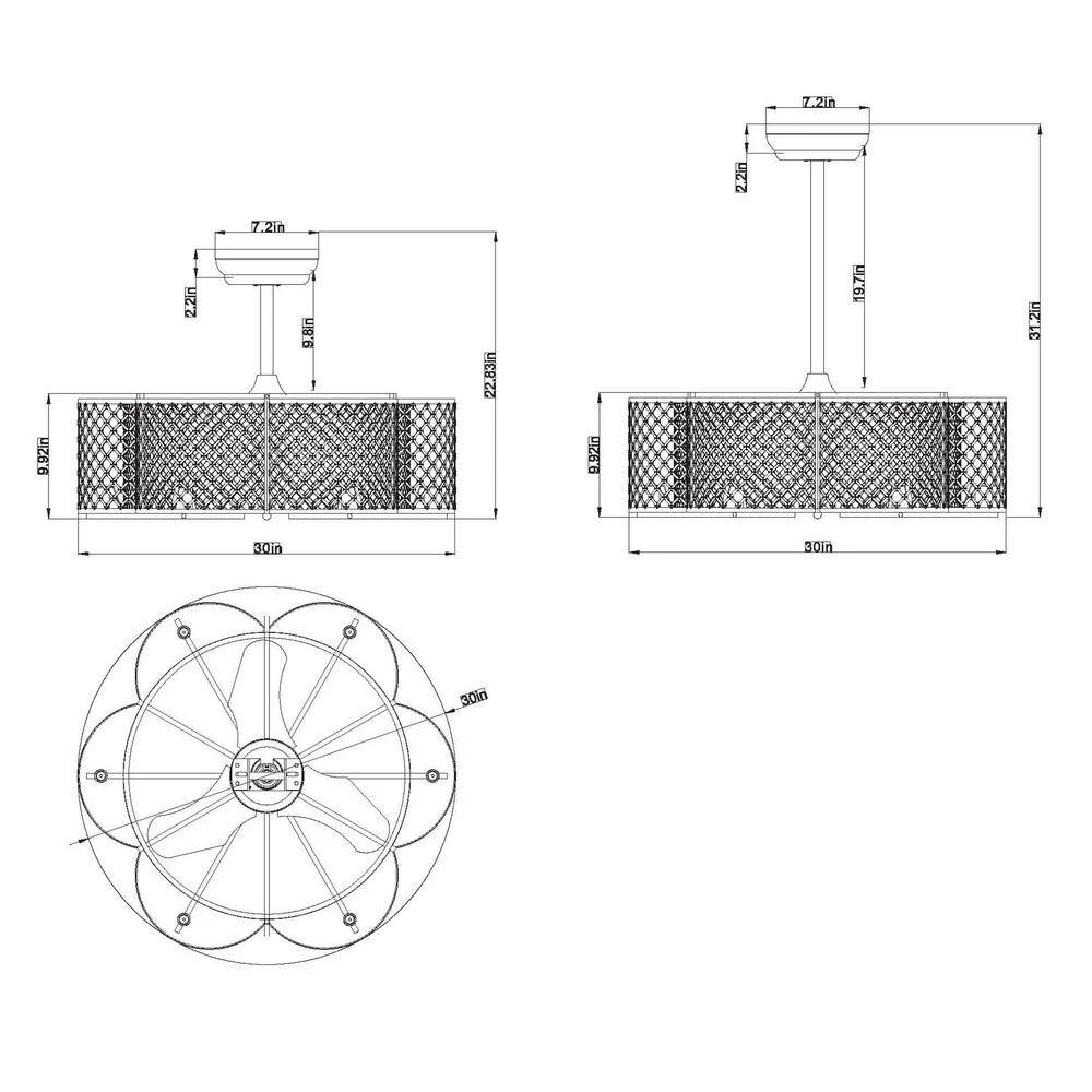 Linza 30 in. Indoor Rustic Bronze Remote Controlled Fandelier Ceiling Fan with Light Kit by Warehouse of Tiffany 6 Linza 30 in. Indoor Rustic Bronze Remote Controlled Fandelier Ceiling Fan with Light Kit by Warehouse of Tiffany - Image 4