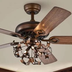 Paz 52 in. Bronze Indoor Remote Controlled Ceiling Fan with Light Kit by Warehouse of Tiffany -Warehouse of Tiffany Shop bronze warehouse of tiffany ceiling fans with lights cfl 8446remo sb c3 1000