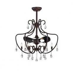 Lasmin 31 in. Bronze Indoor Remote Controlled Fandelier with Light Kit by Warehouse of Tiffany