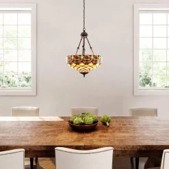 Tiffany-style Ariel 2 - Light Bronze Finish Hanging Pendant Light by Warehouse of Tiffany -Warehouse of Tiffany Shop bronze warehouse of tiffany chandeliers 16099revhan e1 1000