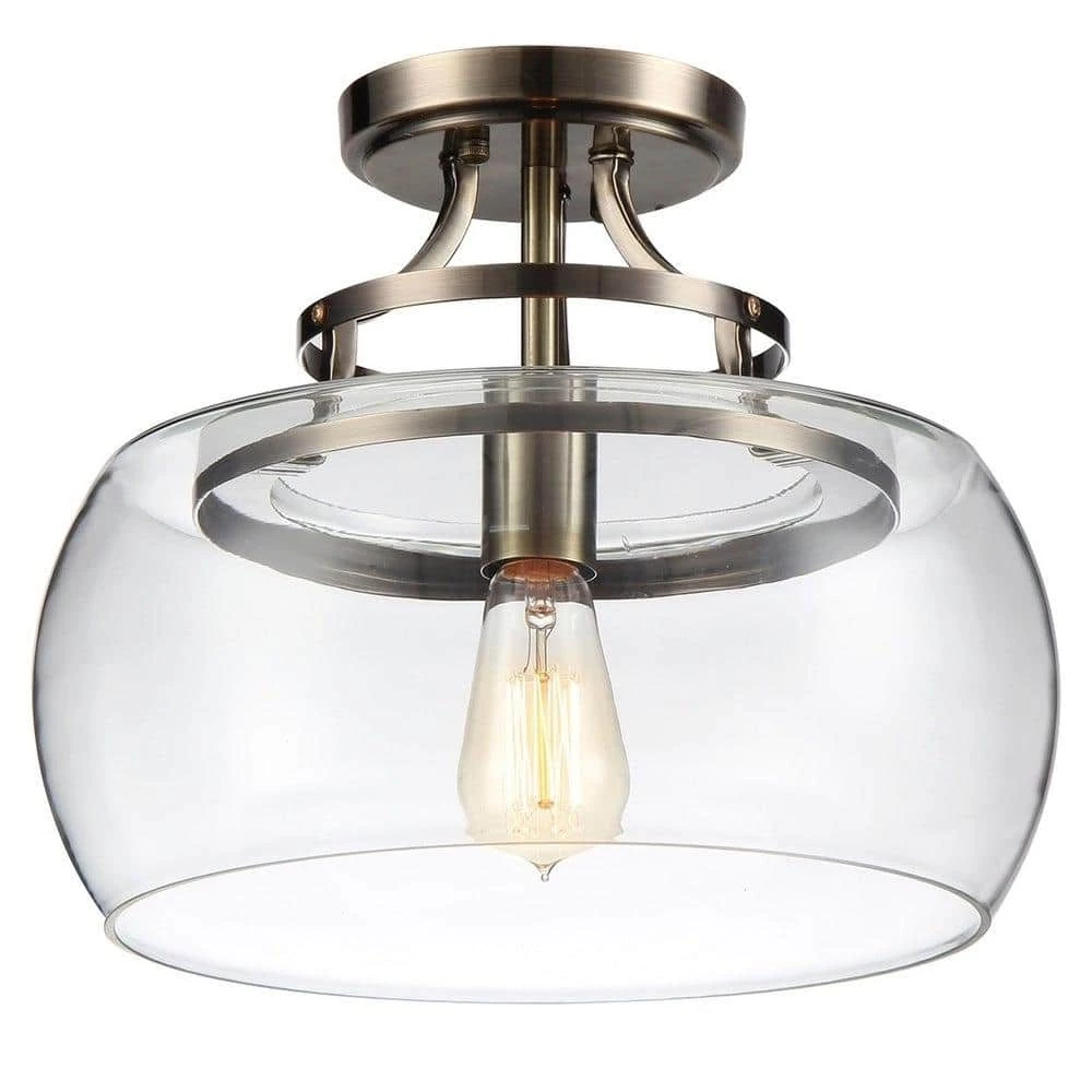 Kostandea 13.5 in. 1-Light Indoor Bronze Flush Mount Ceiling Lights with Light Kit by Warehouse of Tiffany 3 Kostandea 13.5 in. 1-Light Indoor Bronze Flush Mount Ceiling Lights with Light Kit by Warehouse of Tiffany