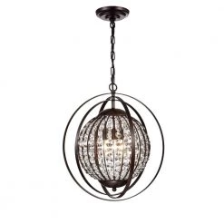 Regulus 17 in. 3-Light Bronze Indoor Pendant Chandelier by Warehouse of Tiffany