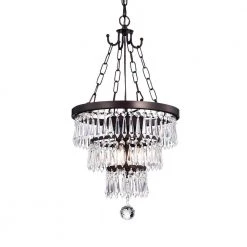 Michana 3-Light Bronze Chandelier with Crystal Shade by Warehouse of Tiffany