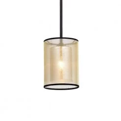 Corman 1-Light Bronze Pendant with Fabric Shade by Warehouse of Tiffany