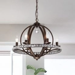 Lovi 23 in. 6-Light Indoor Bronze Pendant Lamp with Light Kit by Warehouse of Tiffany -Warehouse of Tiffany Shop bronze warehouse of tiffany chandeliers rl8239ab 31 1000
