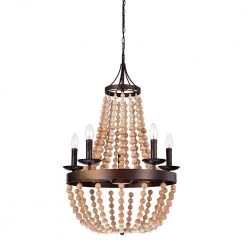 Crelimen 23 in. 5-Light Indoor Bronze Pendant Lamp with Light Kit by Warehouse of Tiffany