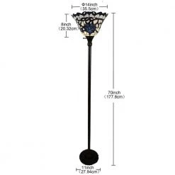 Prim 70 in. 1-Light Indoor Blue and White Tiffany Torchiere Floor Lamp with Light Kit by Warehouse of Tiffany -Warehouse of Tiffany Shop bronze warehouse of tiffany floor lamps tf473 14tor 1f 1000