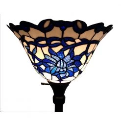 Prim 70 in. 1-Light Indoor Blue and White Tiffany Torchiere Floor Lamp with Light Kit by Warehouse of Tiffany -Warehouse of Tiffany Shop bronze warehouse of tiffany floor lamps tf473 14tor 4f 1000